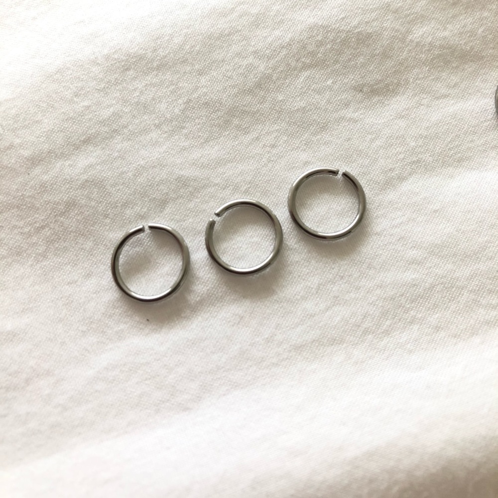 Three matching surgical steel hoops 18g, 8mm